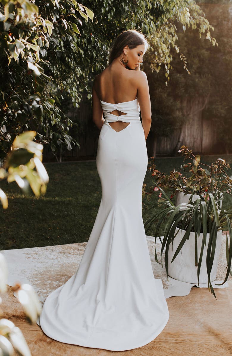 Noel and Jean by Katie May Divinity Strapless Trumpet Wedding Dress, Alternate, color, 