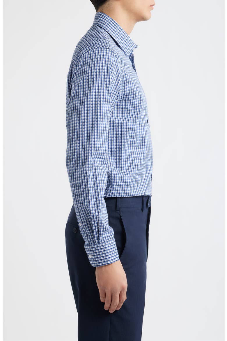 Trim Fit Check Cotton Dress Shirt, Alternate, color, BLUE