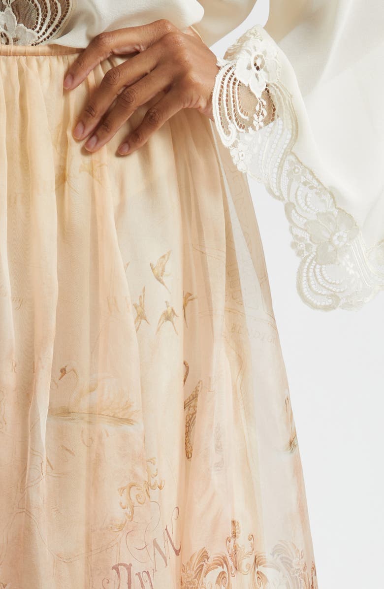 Zimmermann Hypnotic Silk Organza A-Line Skirt, Alternate, color, Map Print