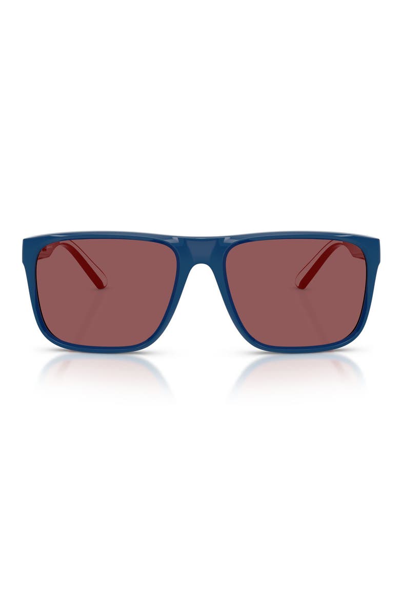 59mm Square Sunglasses, Main, color, BLUE / BORDEAUX