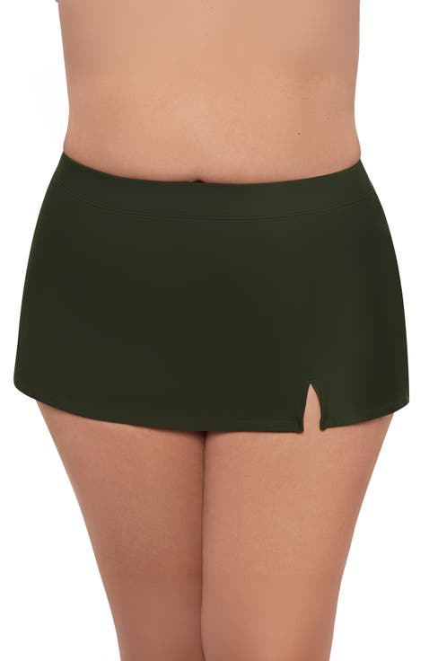 Plus Size Full Coverage Skirted Swimsuit Bottom with Side Slit