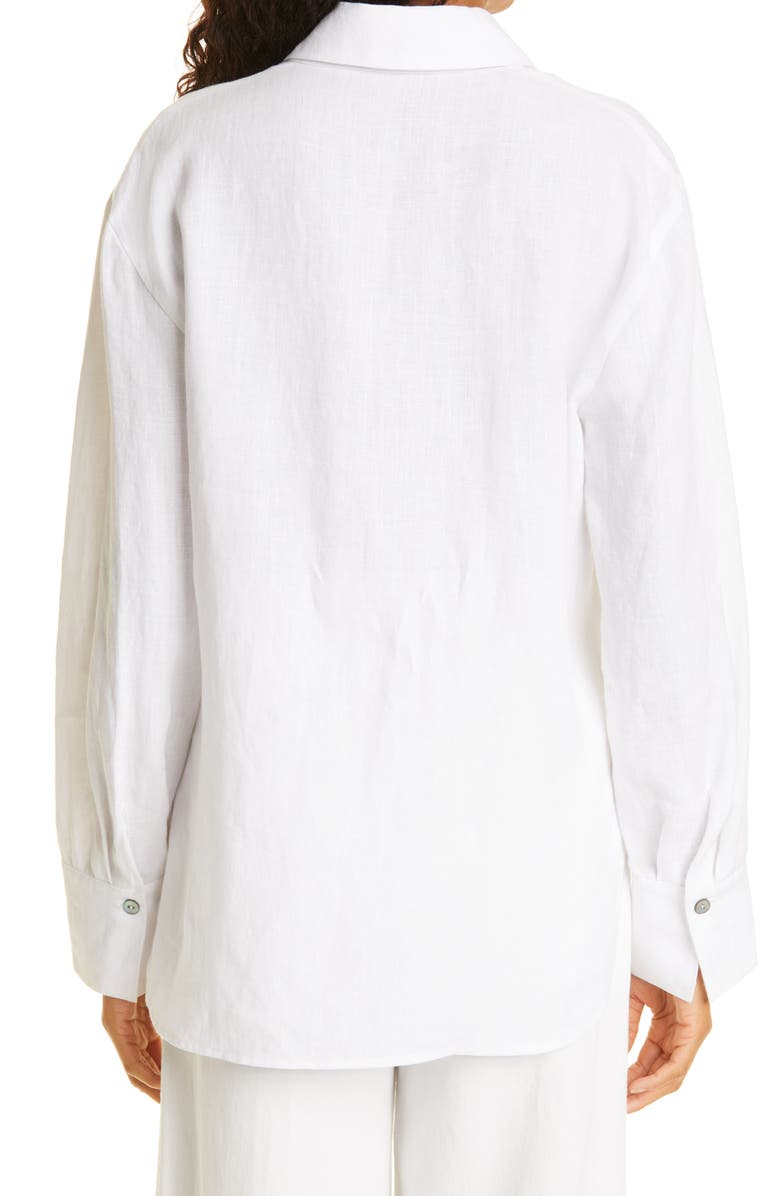 Vince Relaxed Fit Linen Button-Up Shirt, Alternate, color, Optic White