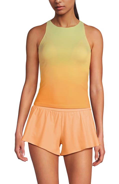 Tugless High Neck Strappy Back Tankini Swimsuit Top