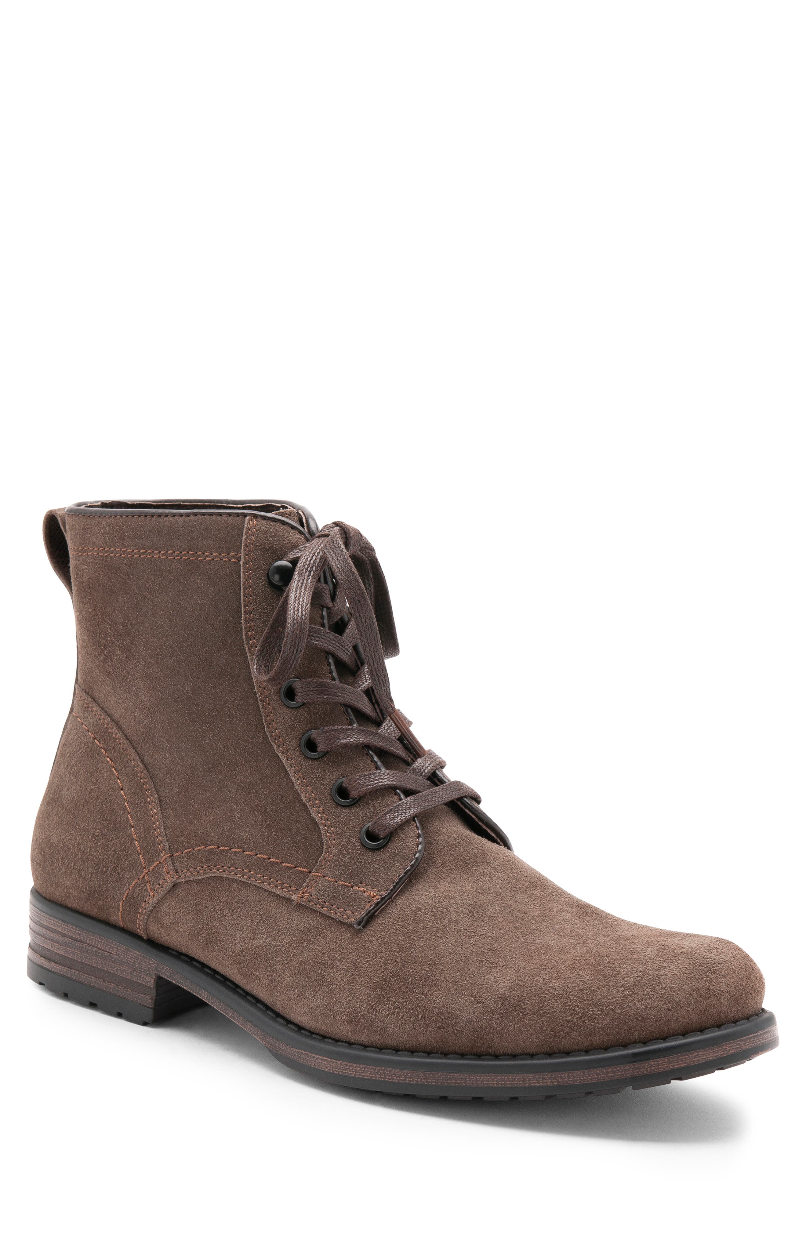 Peter Waterproof Plain Toe Boot, Main, color, BROWN SUEDE