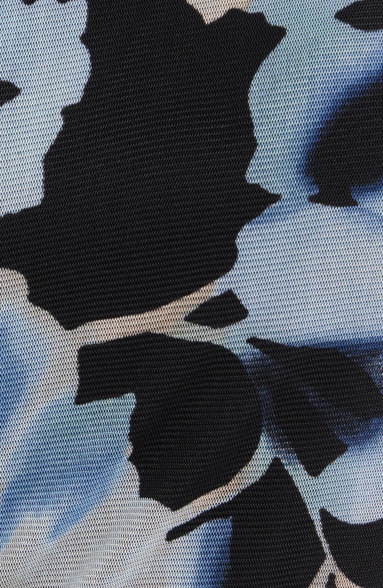 Anne Klein Ruched Long Sleeve Maxi Dress, Alternate, color, Anne Black Multi