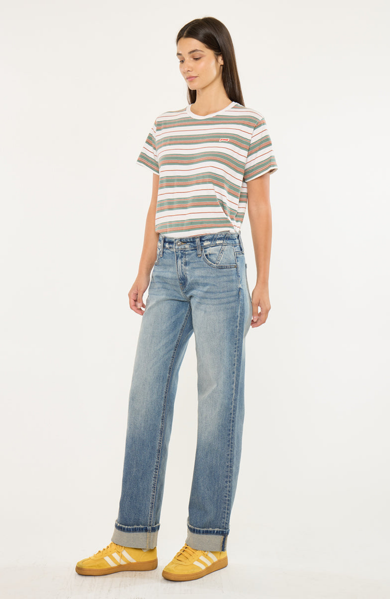 KanCan Irine Low Slung Baggy Straight Jeans, Alternate, color, Medium Dark Wash