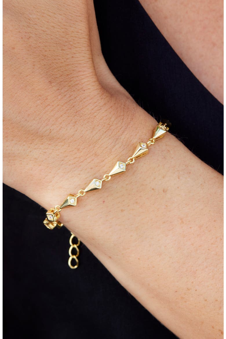 Geometric Cubic Zirconia Bracelet, Alternate, color, YELLOW GOLD