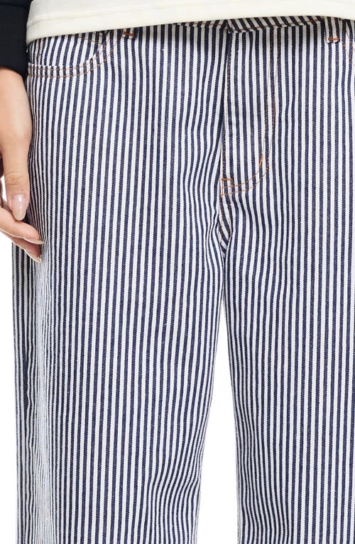 Shop Lioness Top Model Stripe Low Rise Baggy Jeans In Navy Stripe