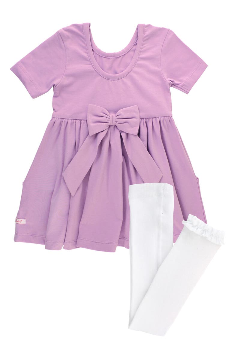 RuffleButts Lilac Twirl Dress & Tights Set, Alternate, color, 