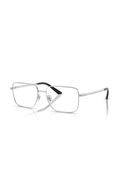 Versace 55mm Rectangle Optical Glasses In Silver