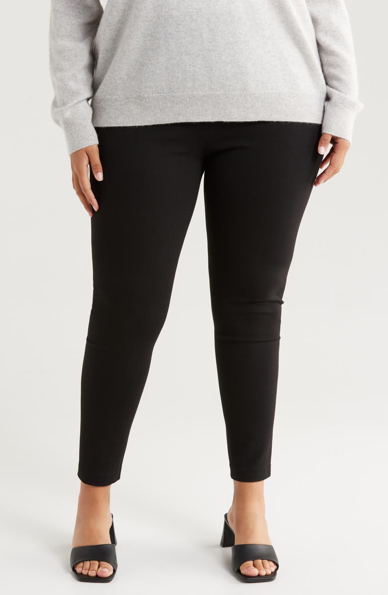 Vince Camuto High Waist Ponte Knit Leggings, Main, color, Rich Black/ Black