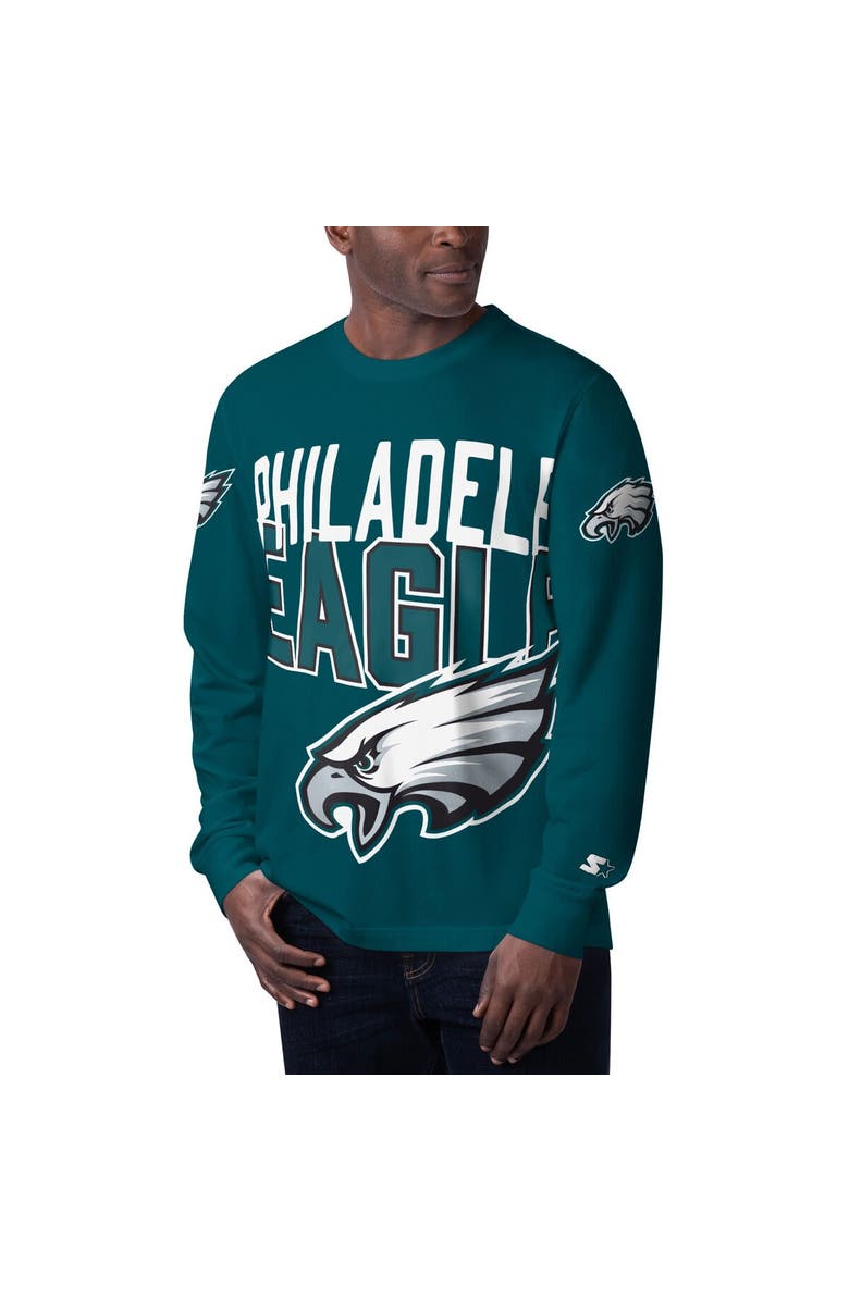 STARTER Men's Starter Midnight Green Philadelphia Eagles Clutch Hit Long Sleeve T-Shirt, Main, color, 