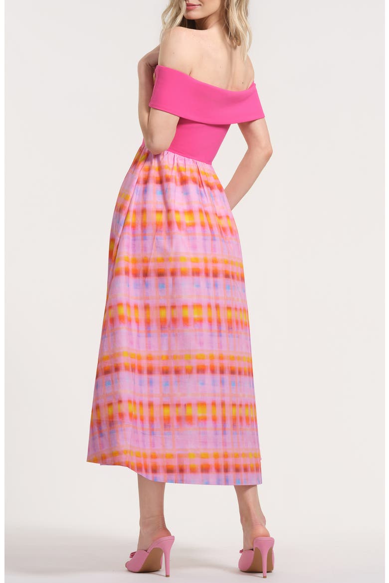 Off the Shoulder Midi Dress, Alternate, color, PINK MULTI
