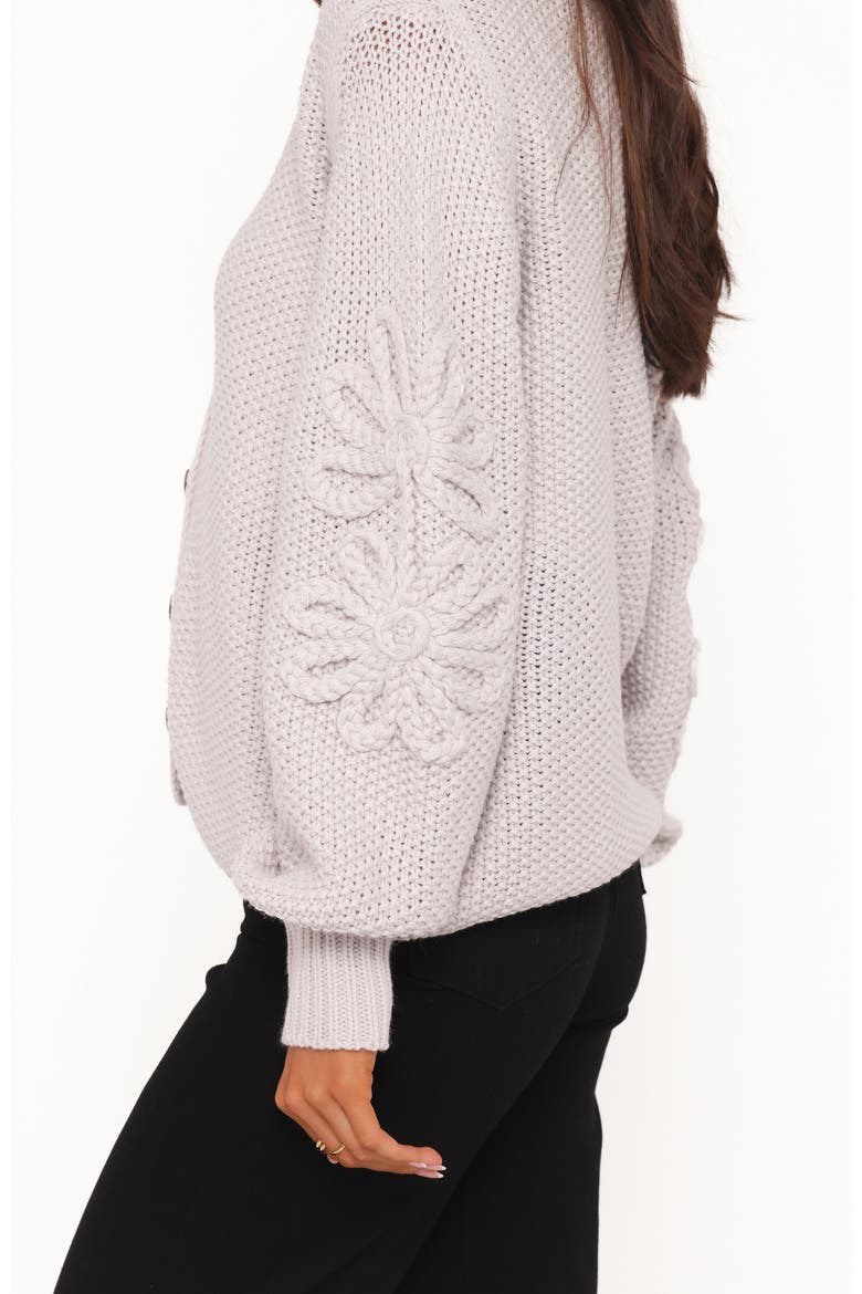 Arcadia Floral Cardigan, Alternate, color, LIGHT GREY
