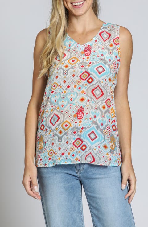 Print V-Neck Tank