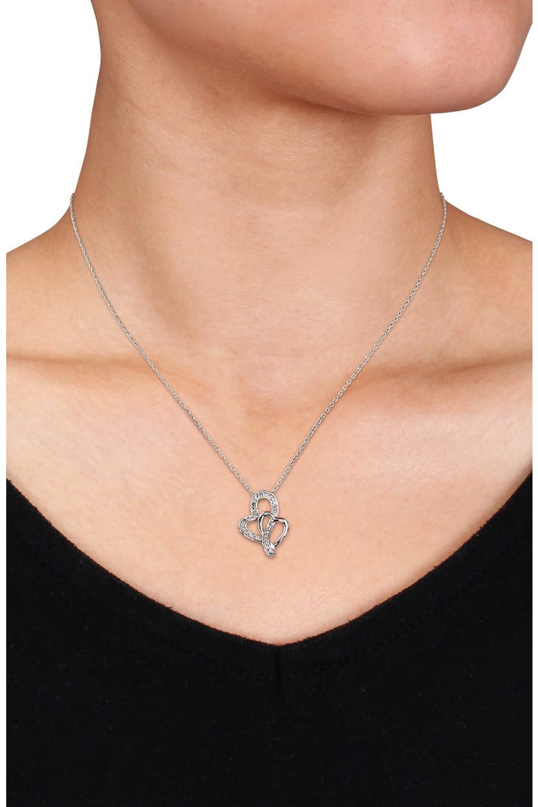 Diamond Interlocked Heart Pendant Necklace - 0.05ct., Alternate, color, SILVER