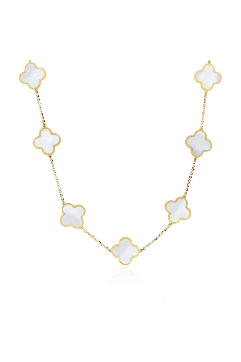 Large Mother of Pearl Clover Necklace, Main, color, Mother of Pearl