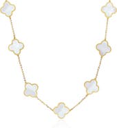 The Lovery Fine Jewelry Large Mother of Pearl Clover Necklace