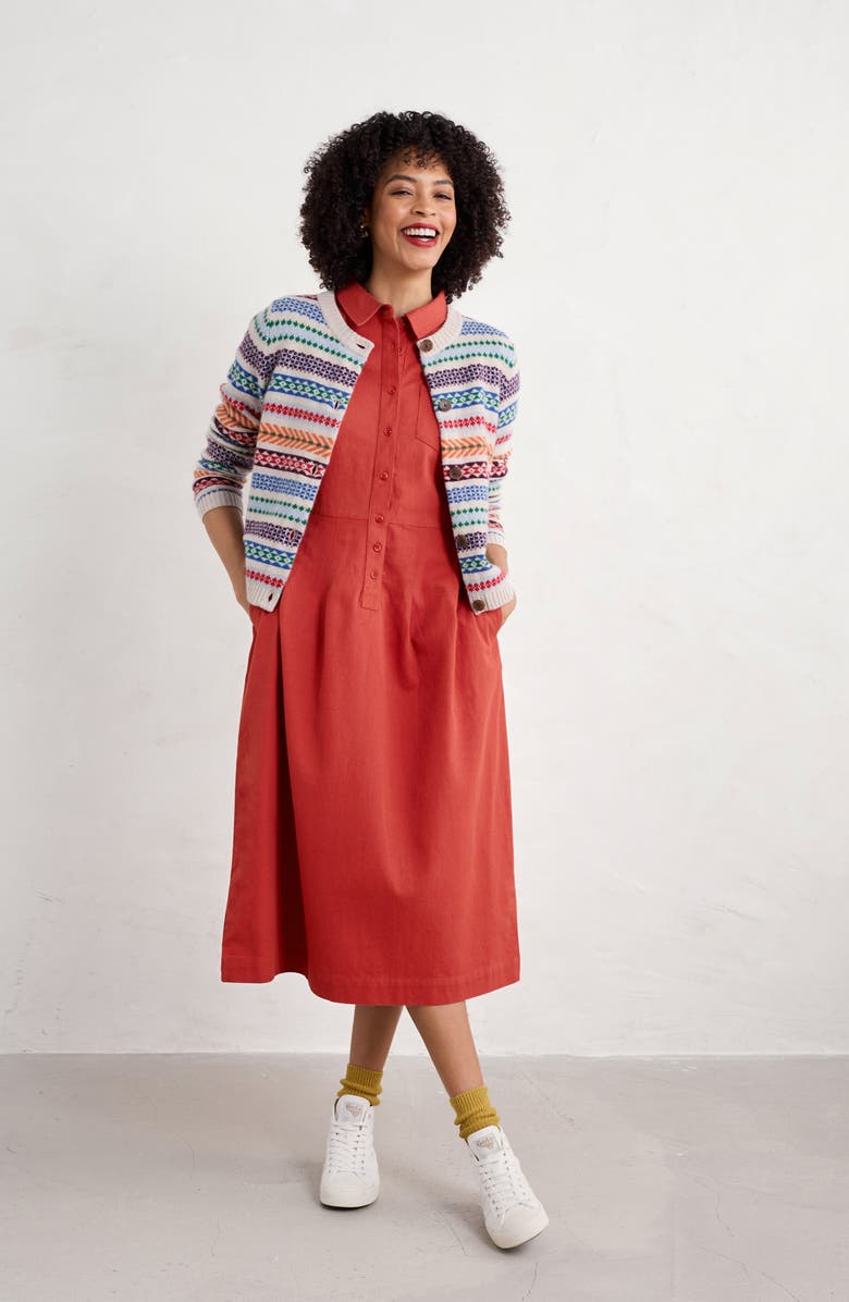 Seasalt Cornwall Birch Organic Cotton Midi Shirtdress, Alternate, color, Dark Cinnamon