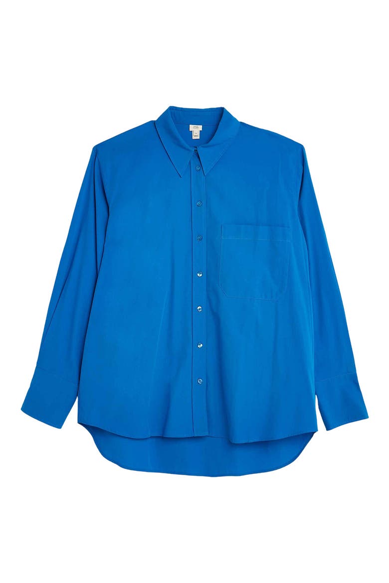 Poplin Boyfriend Button-Up Shirt, Alternate, color, BRIGHT BLUE