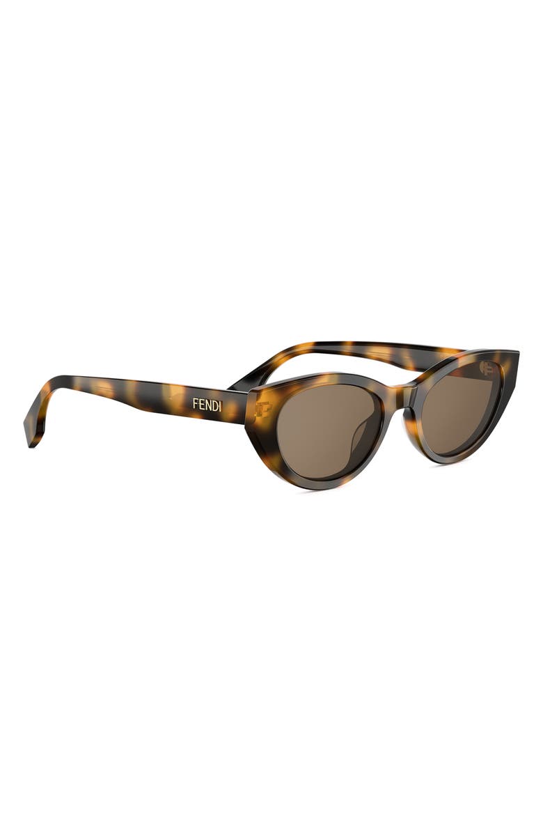 Fendi Lettering 51mm Oval Sunglasses, Alternate, color, Dark Havana / Brown