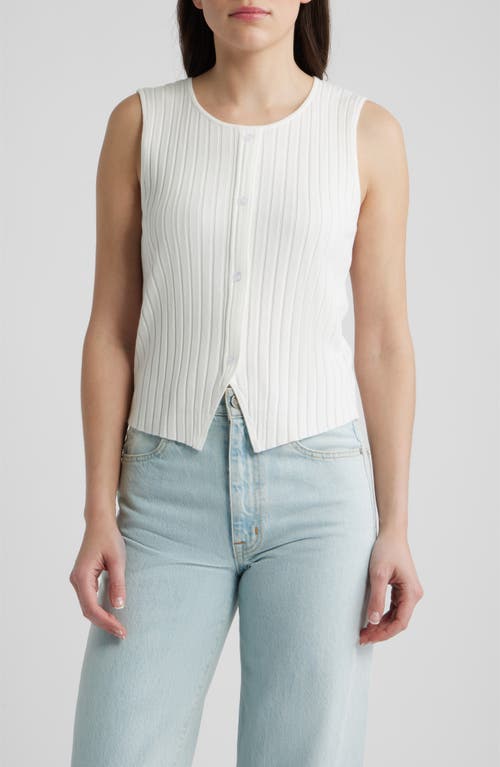 Bernardo Front Button Rib Vest In White