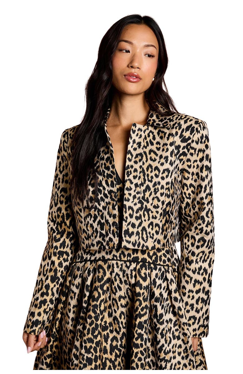 Coast Animal Jacquard Cropped Jacket, Main, color, Mink