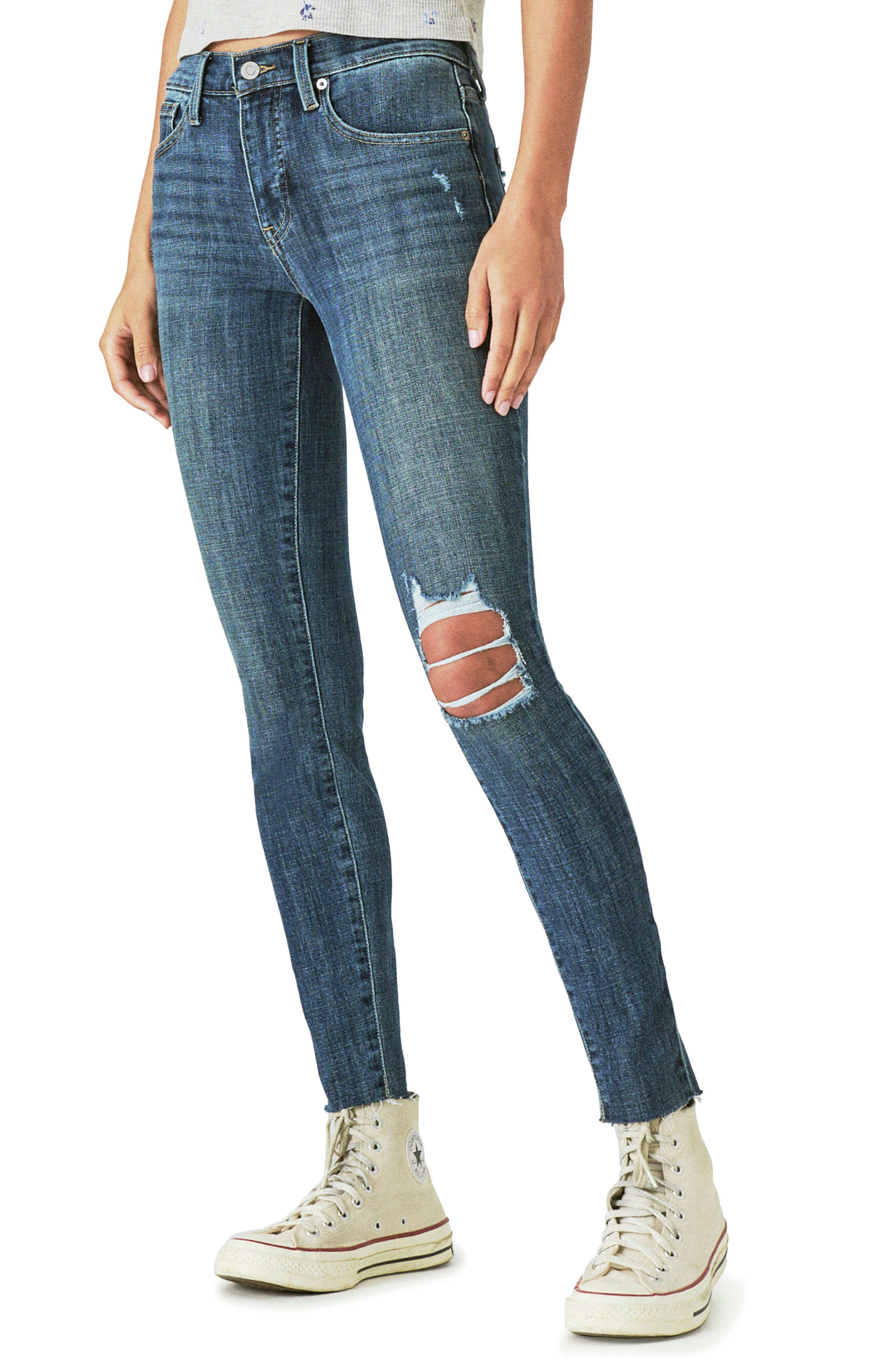 Lucky Brand Ava Distressed Ankle Crop Skinny Jeans (Women) | Nordstromrack
