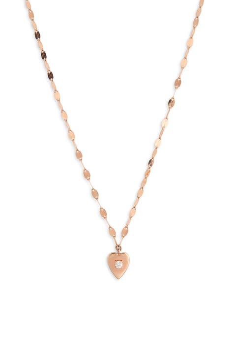 14K Rose Gold Solo Mini Diamond Heart Pendant Necklace - 0.035ct.