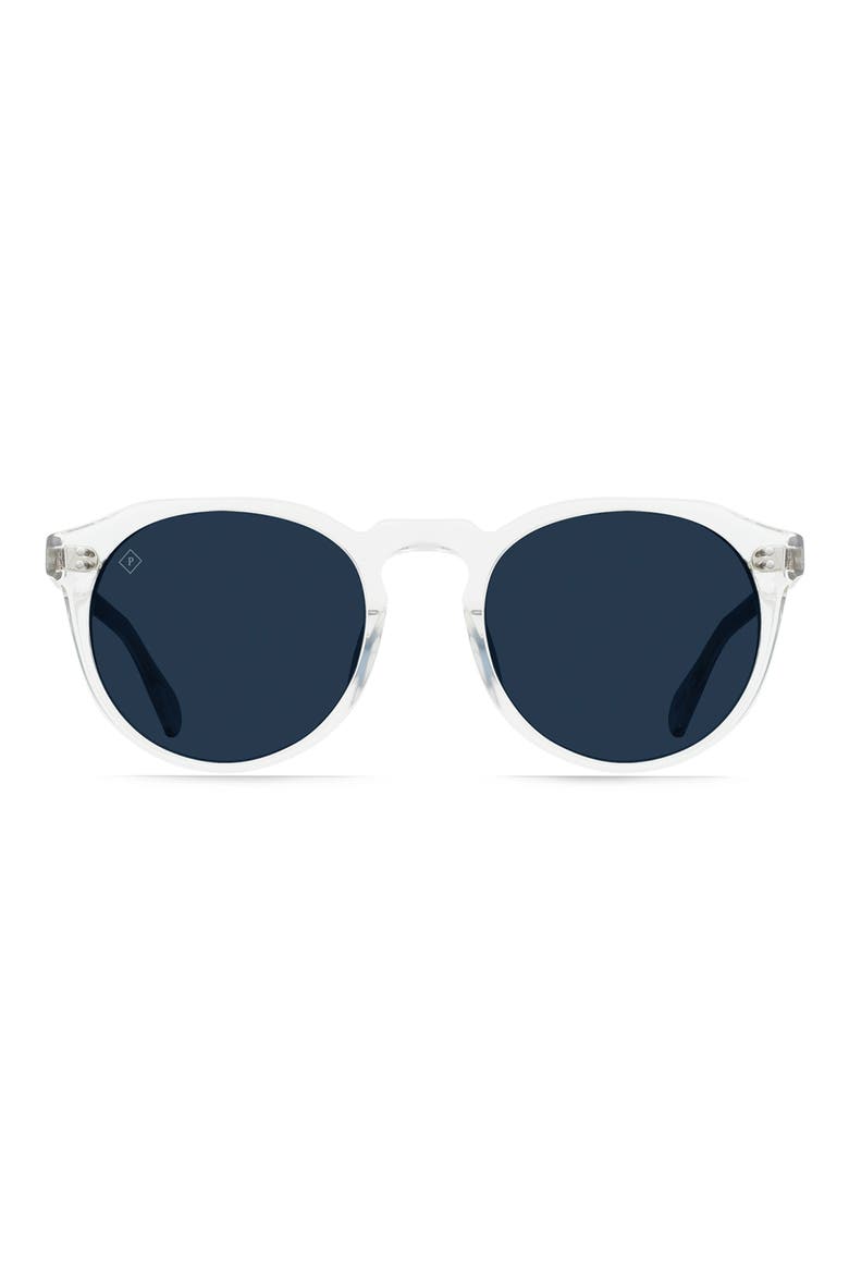 Remmy 49mm Polarized Round Sunglasses, Main, color, CRYSTAL CLEAR/ POL BLUE SMOKE