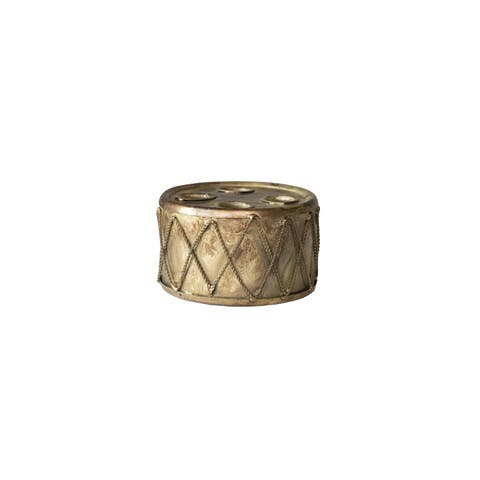 Metal Drum Shaped Taper Holder, Gold Finish