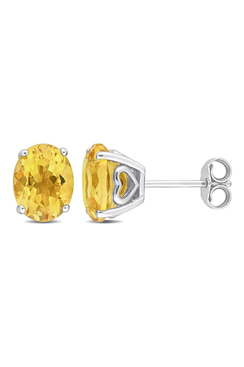 Sterling Silver Lab-Created Citrine Oval Stud Earrings, Main, color, YELLOW