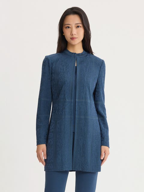 Heritage Tonal Floral Burnout Knit Jacket