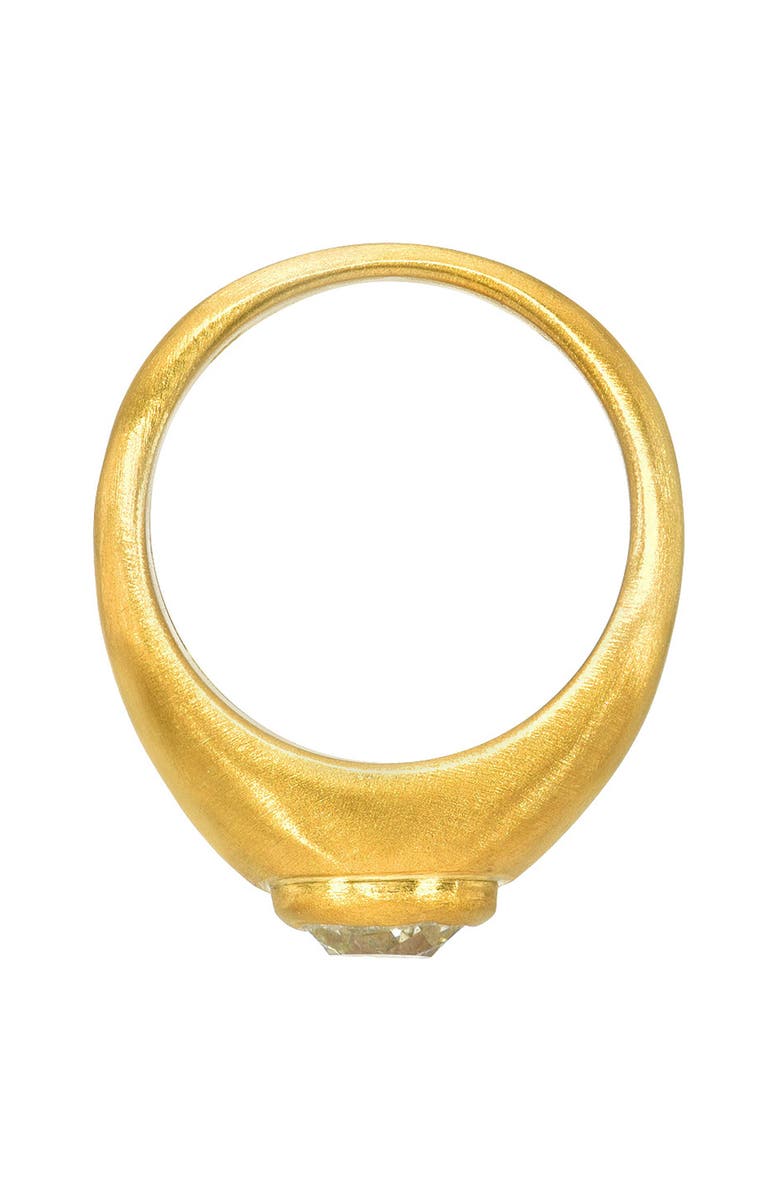 Darius Old Mine Bezel Set Diamond Double Signet Ring, Alternate, color, Gold/ Diamond/ Emerald