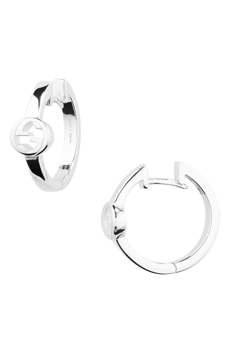 Gucci Interlocking Logo Huggie Hoop Earrings, Main, color, 