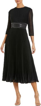 Mac Duggal Shimmering 3/4 Sleeve A-Line Midi Dress