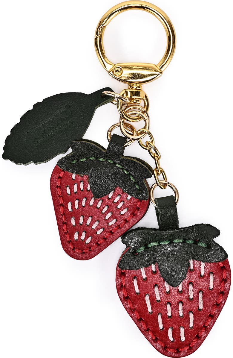 OLD TREND Strawberry Genuine Leather Keychain Charm, Main, color, Ruby