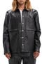 Leather Snap-Up Shirt Jacket