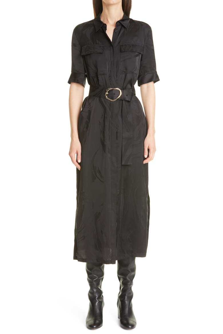 Doha Midi Shirtdress, Main, color, BLACK