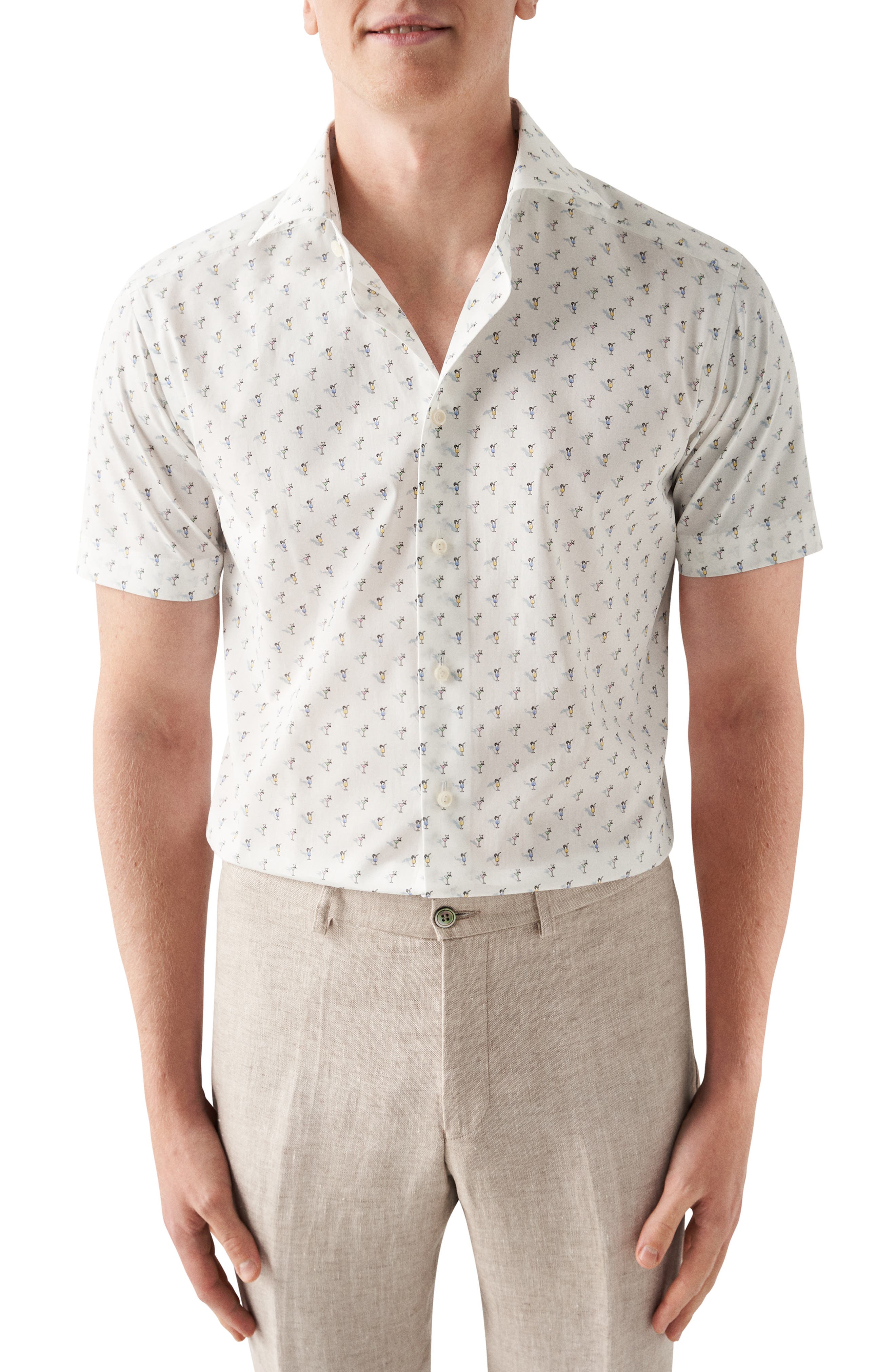Contemporary Fit Drink Print Short Sleeve Shirt