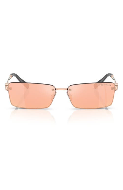 Tiffany & Co . 60mm Rectangular Sunglasses In Rose Gold
