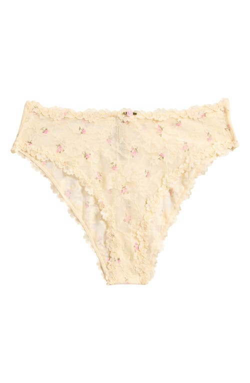 Skims Stretch Lace Briefs In Butter Rosebud Print