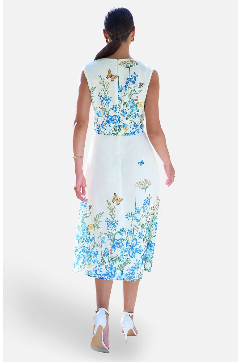 Butterfly Print Midi Wrap Dress, Alternate, color, Ivory