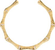 ATHRA LUXE Cubic Zirconia Bamboo Style Cuff Bracelet