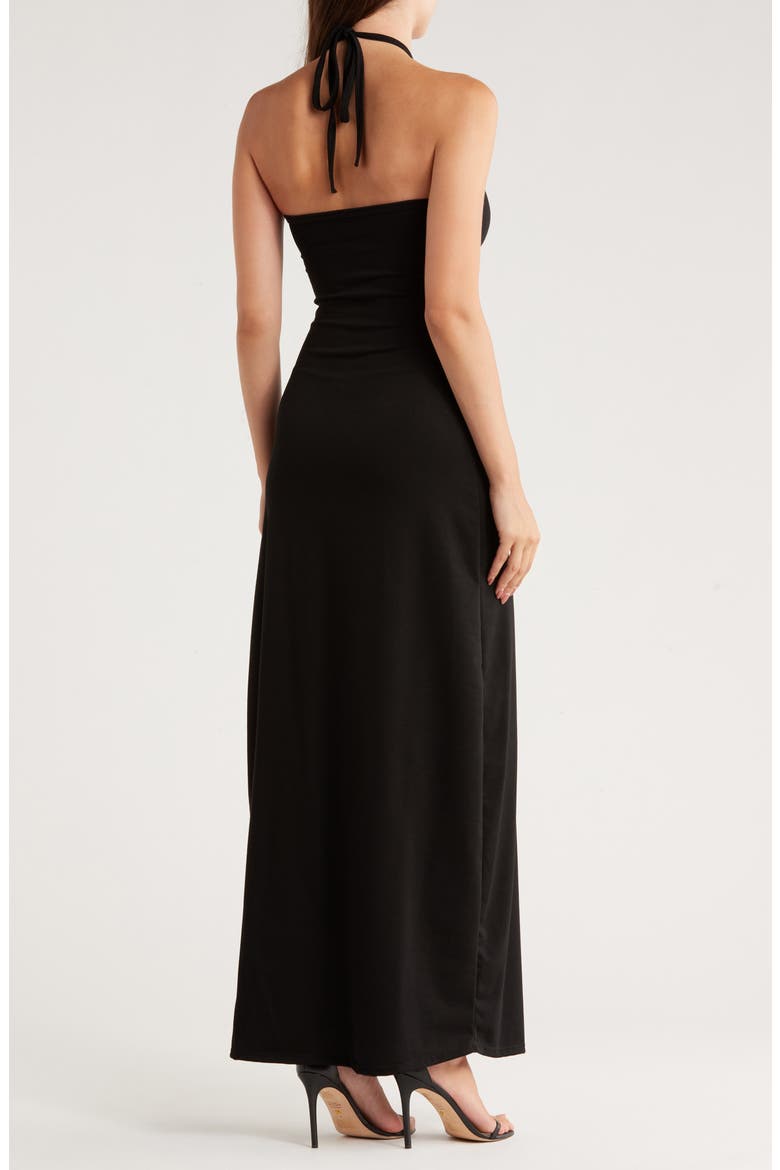 Halter Maxi Dress, Alternate, color, BLACK