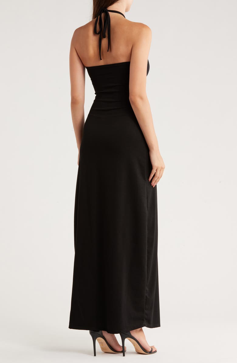 GO COUTURE Halter Maxi Dress, Alternate, color, Black