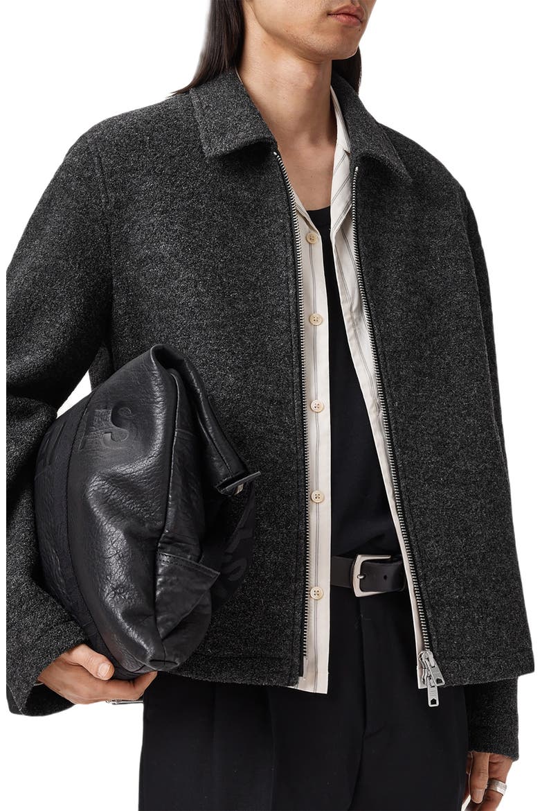 Celeste Crop Boiled Wool Jacket, Alternate, color, CHARCOAL GREY