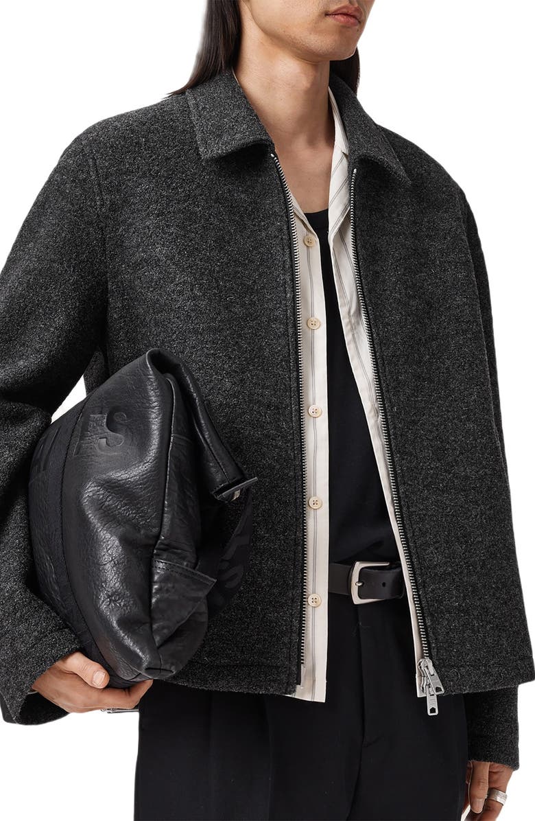 AllSaints Celeste Crop Boiled Wool Jacket, Alternate, color, Charcoal Grey