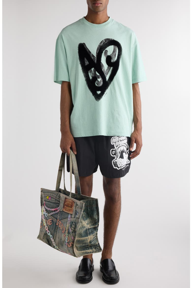Acne Studios Heart Logo Cotton & Hemp Graphic T-Shirt (Men