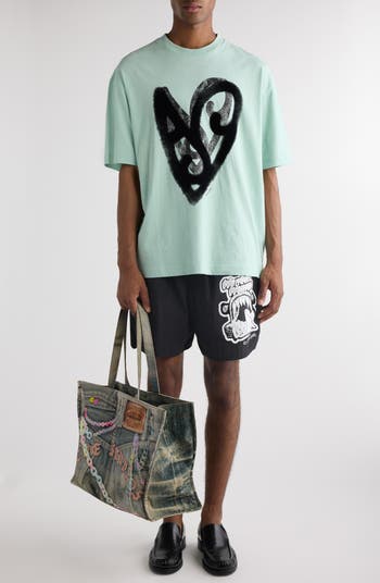 Tシャツ・カットソー Acne Studios Cotton and hemp T-shirt Acne Studios Heart Logo Cotton & Hemp Graphic T-Shirt